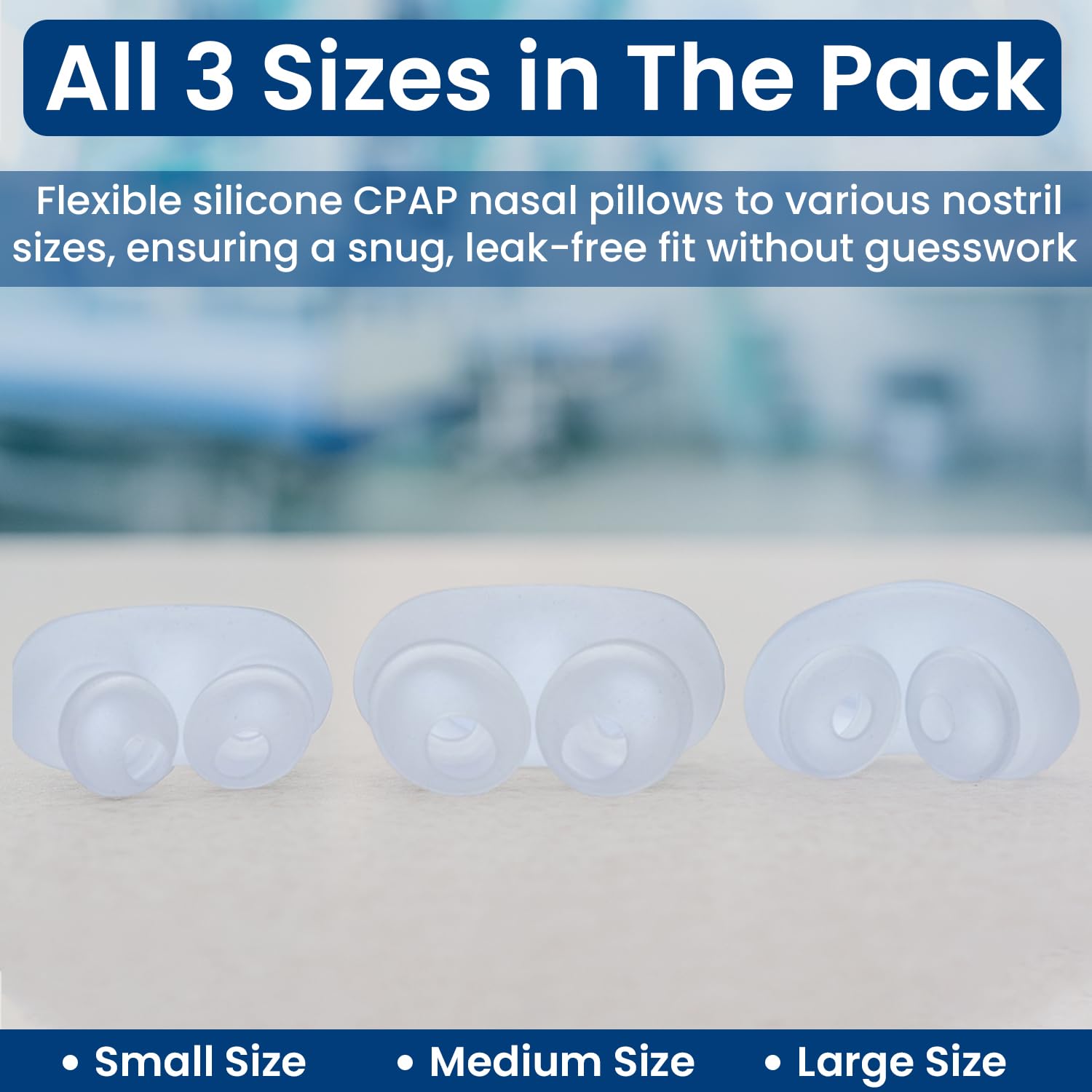 CPAP Nasal Pillow Mask, Silicone Cushion Fit Pack with Headgear