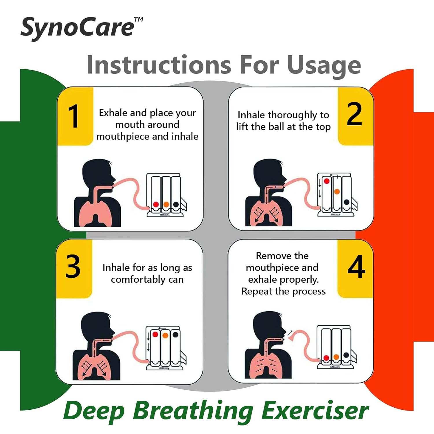 3 Ball Spirometer, Lung Exerciser, Respiratory Exerciser, Breathing Exercise